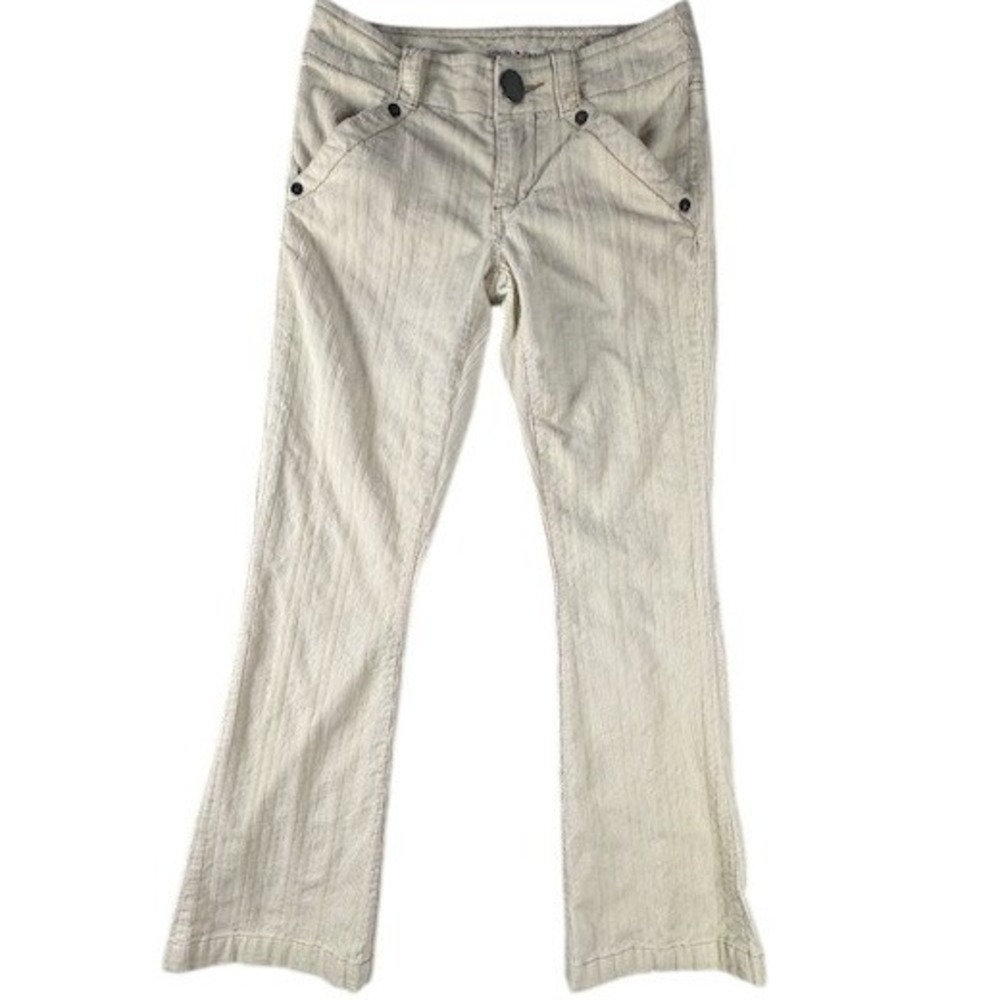 Tommy Jeans Corduroy Pants Womens 1 Cream Low Rise Bootcut Flare Y2K Retro